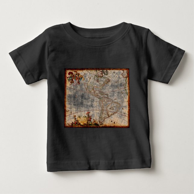Camiseta De Bebé Mapa antiguo de Continente América (Anverso)