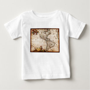 Camiseta De Bebé Mapa antiguo de Continente América