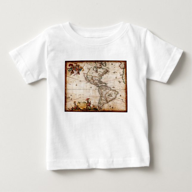 Camiseta De Bebé Mapa antiguo de Continente América (Anverso)