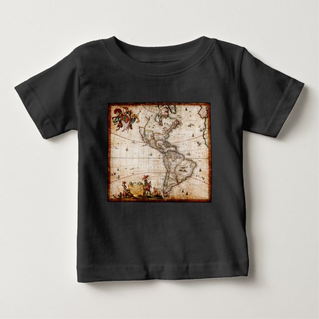 Camiseta De Bebé Mapa antiguo de Continente América (Anverso)