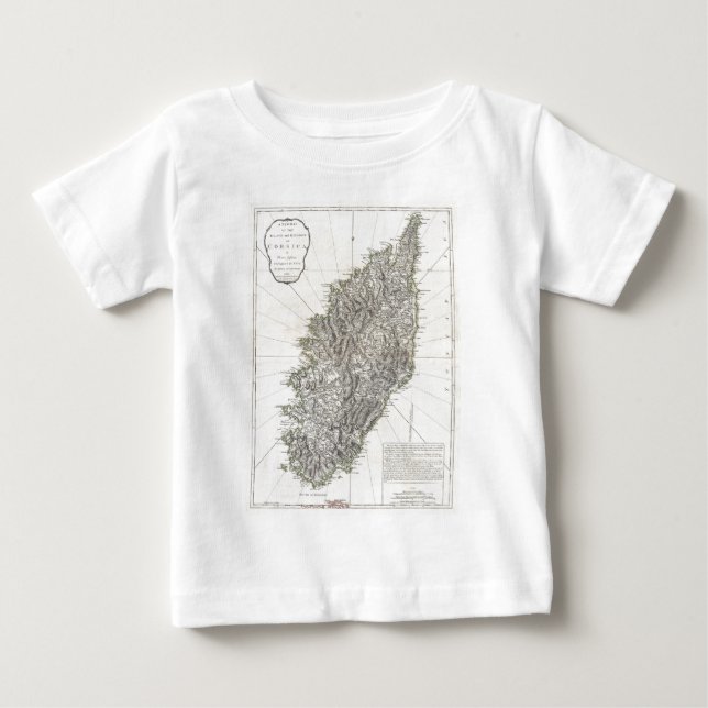 Camiseta De Bebé Mapa antiguo de Córcega (1794) (Anverso)