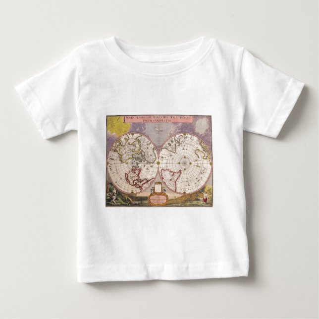Camiseta De Bebé Mapa Antiguo del Mundo (Anverso)