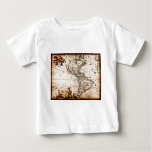 Camiseta De Bebé Mapa de Antigüedades de América del Norte y del Su