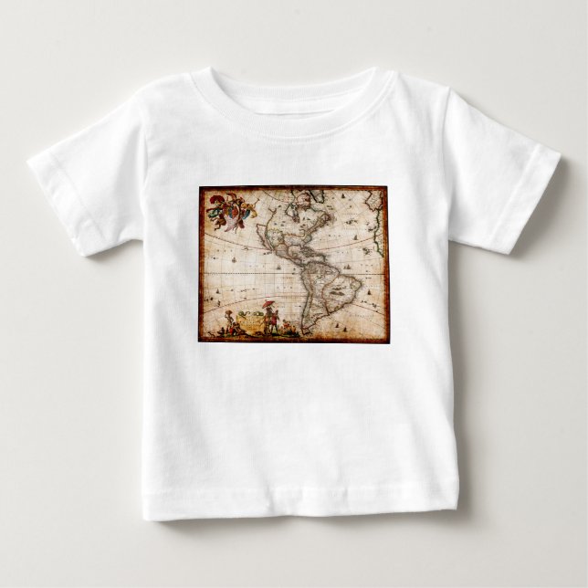 Camiseta De Bebé Mapa de Antigüedades de América del Norte y del Su (Anverso)