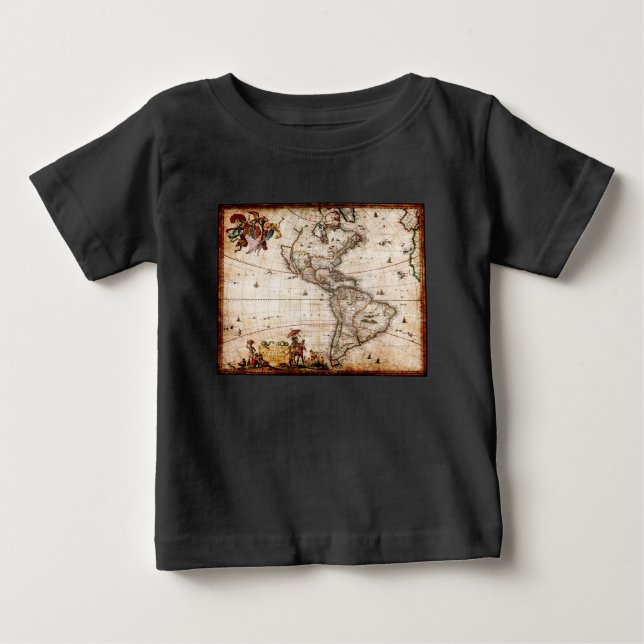 Camiseta De Bebé Mapa de Antigüedades de América del Norte y del Su (Anverso)