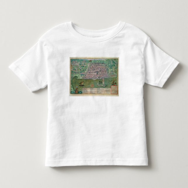 Camiseta De Bebé Mapa de Argel, de "Civitates Orbis Terrarum" cerca (Anverso)
