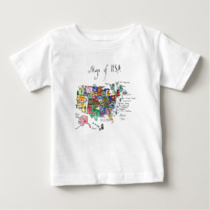 Camiseta De Bebé Mapa de atracciones de los Estados Unidos de