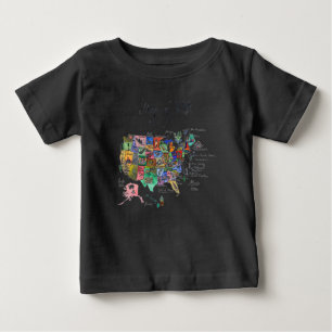 Camiseta De Bebé Mapa de atracciones de los Estados Unidos de