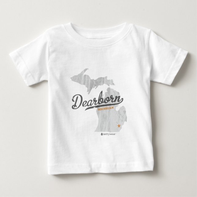 Camiseta De Bebé Mapa de Dearborn Michigan (Anverso)