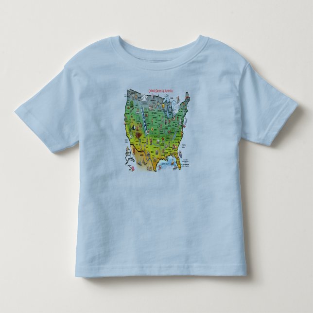 Camiseta De Bebé Mapa de dibujos animados de EE. UU. (Anverso)