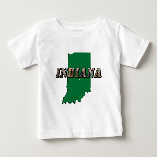 Camiseta De Bebé Mapa de estado y texto de imagen (Anverso)