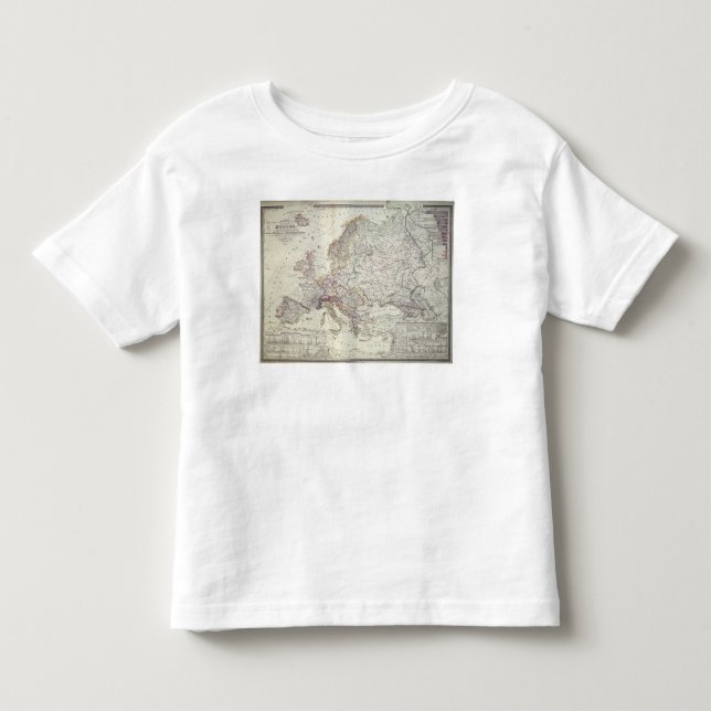 Camiseta De Bebé Mapa de Europa, 1841 (Anverso)