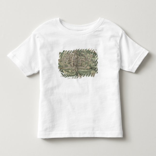 Camiseta De Bebé Mapa de Exeter, de "Civitates Orbis Terrarum" (Anverso)