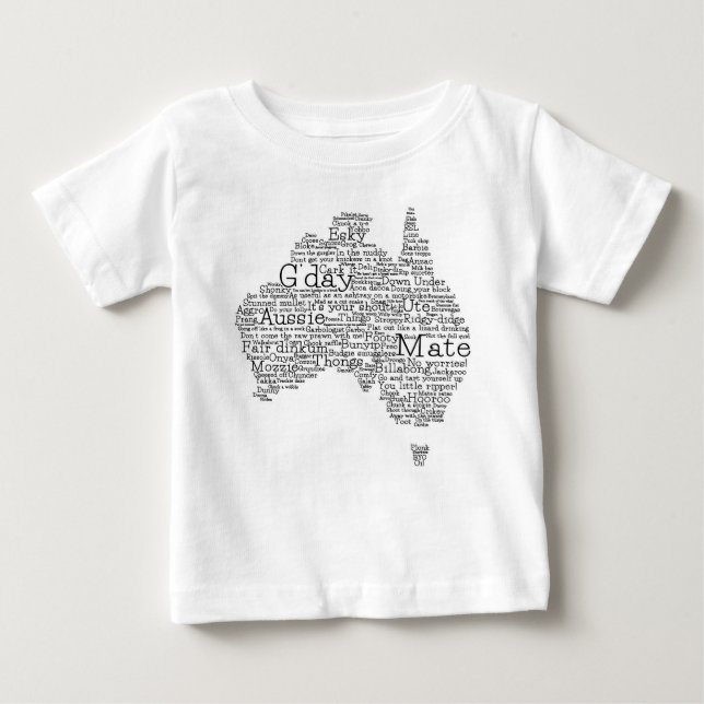 Camiseta De Bebé Mapa de jerga de Australia (Anverso)