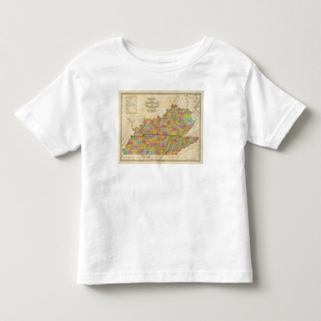 Camiseta De Bebé Mapa de Kentucky y de Tennessee (Anverso)