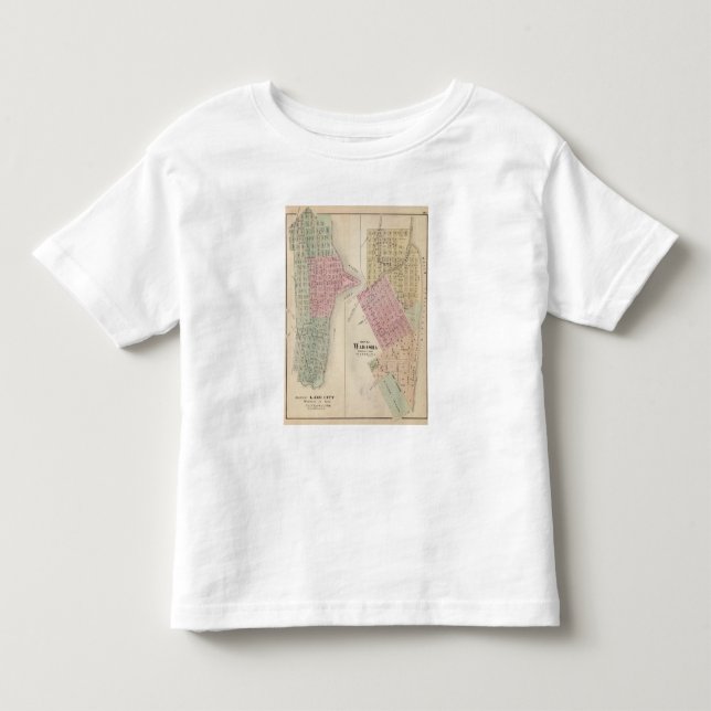 Camiseta De Bebé Mapa de la ciudad del lago, y mapa de Wabasha, (Anverso)