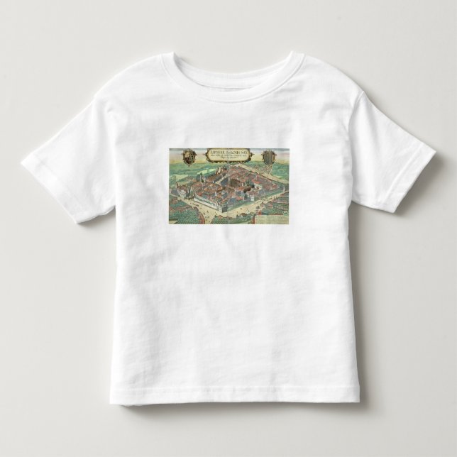 Camiseta De Bebé Mapa de Leipzig, de "Civitates Orbis Terrarum" (Anverso)