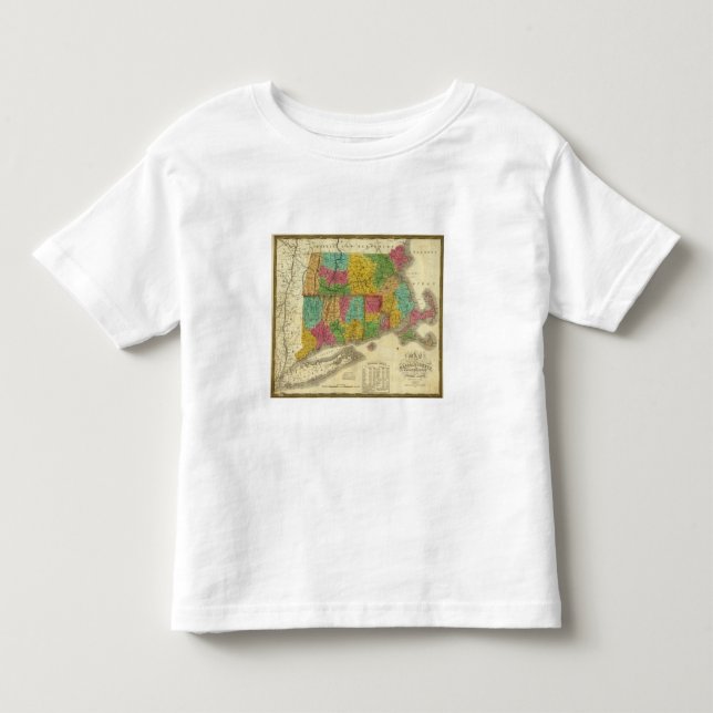 Camiseta De Bebé Mapa de Massachusetts y de Connecticut (Anverso)