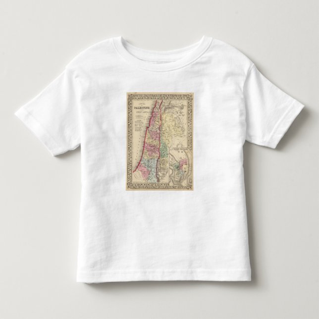 Camiseta De Bebé Mapa de Palestina, Jerusalén de Mitchell (Anverso)