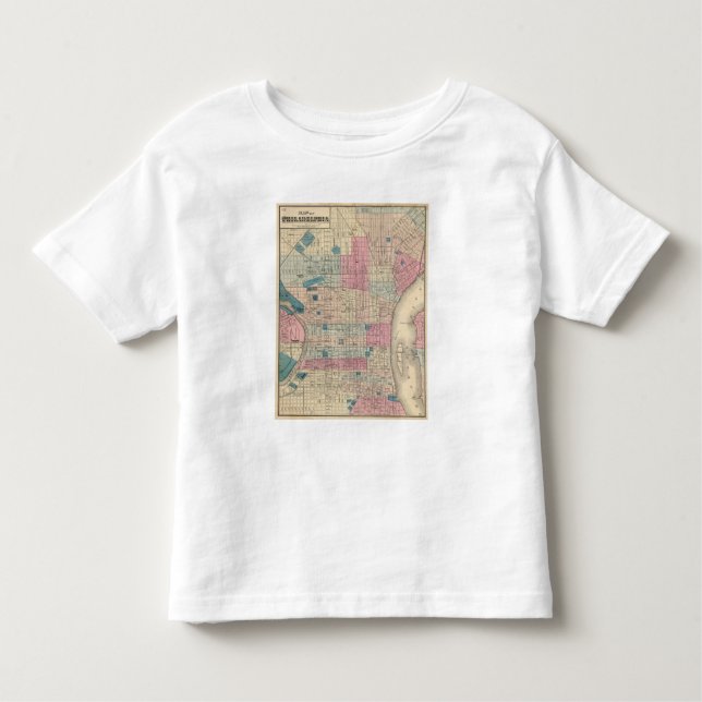 Camiseta De Bebé Mapa de Philadelphia, Pennsylvania (Anverso)