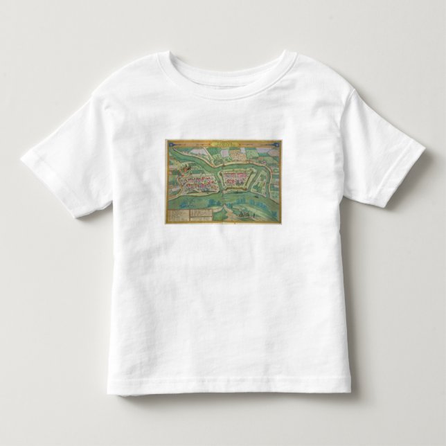 Camiseta De Bebé Mapa de Szolnok, de "Civitates Orbis Terrarum" (Anverso)