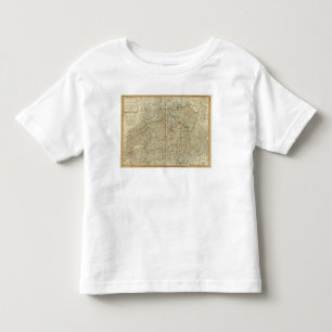 Camiseta De Bebé Mapa del atlas coloreado de la mano de Suiza