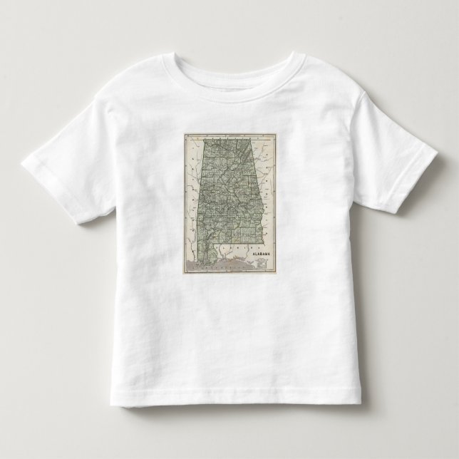 Camiseta De Bebé Mapa del atlas de Alabama (Anverso)
