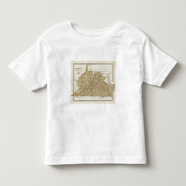 Camiseta De Bebé Mapa del atlas de Virginia (Anverso)