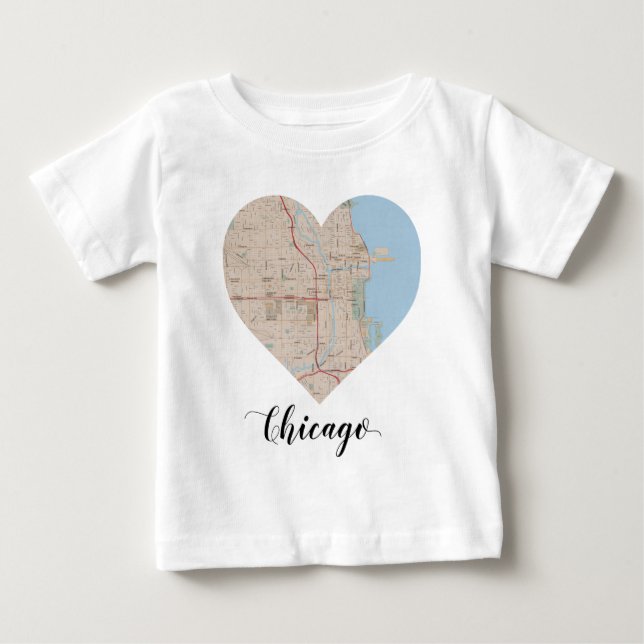 Camiseta De Bebé Mapa del corazón de Chicago (Anverso)