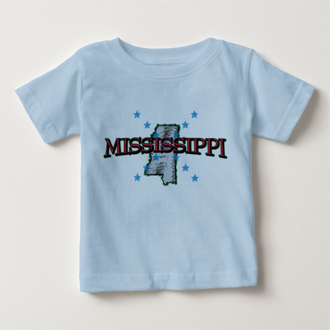 Camiseta De Bebé Mapa del estado de Mississippi (Anverso)