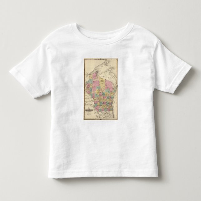 Camiseta De Bebé Mapa del estado de Wisconsin (Anverso)