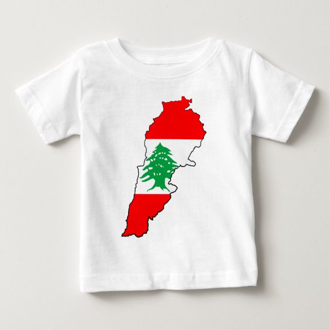 Camiseta De Bebé Mapa del Líbano con bandera (Anverso)