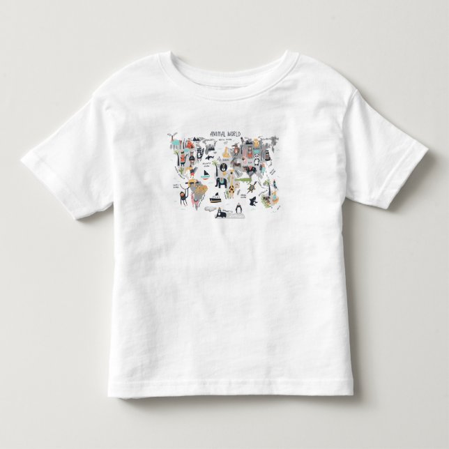 Camiseta De Bebé Mapa del mundo animal (Anverso)