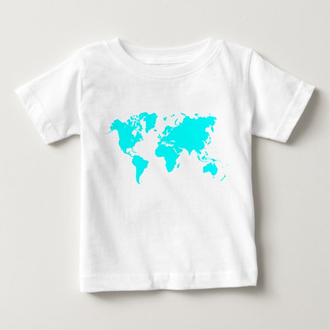 Camiseta De Bebé Mapa del mundo - cian (Anverso)