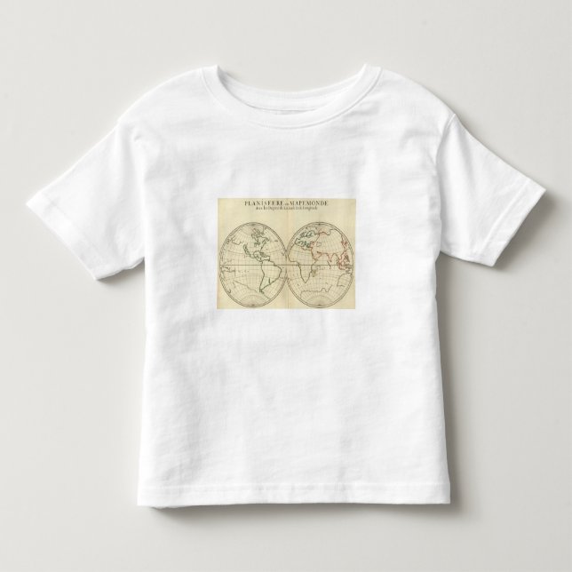 Camiseta De Bebé Mapa del mundo con latitud y Longititude (Anverso)