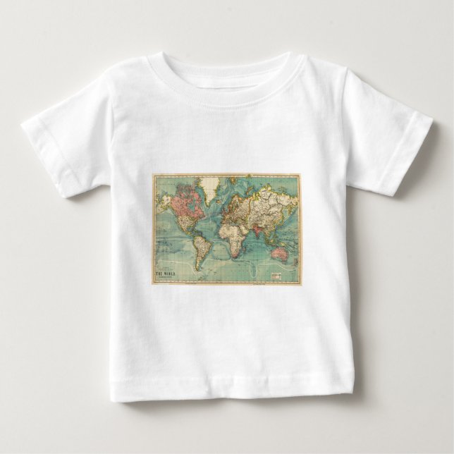 Camiseta De Bebé Mapa del mundo de la cosecha de vintage (Anverso)