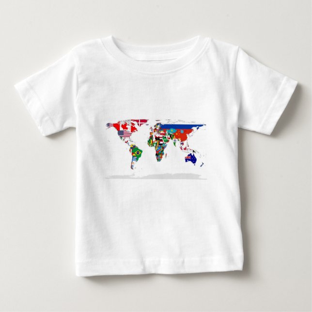Camiseta De Bebé Mapa del mundo señalado por medio de una bandera (Anverso)