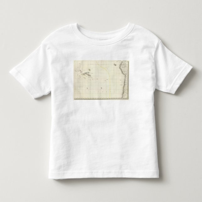 Camiseta De Bebé Mapa grabado del Océano Pacífico (Anverso)
