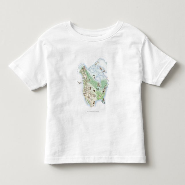 Camiseta De Bebé Mapa ilustrado de Norteamérica (Anverso)