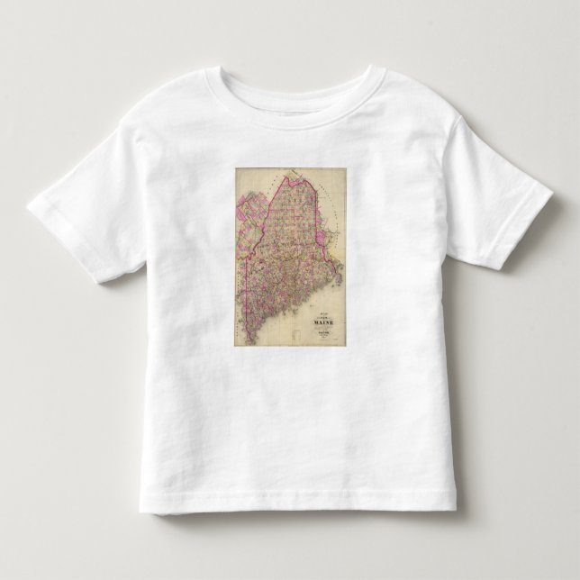 Camiseta De Bebé Mapa litografiado de Maine (Anverso)