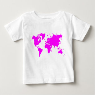 Camiseta De Bebé Mapa Mundial - Magenta