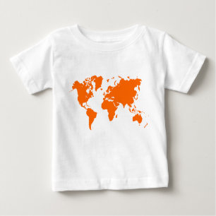 Camiseta De Bebé Mapa Mundial - Naranja