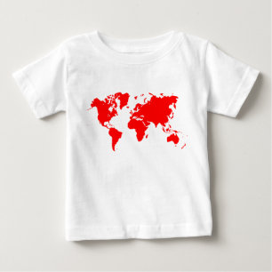 Camiseta De Bebé Mapa Mundial - Rojo