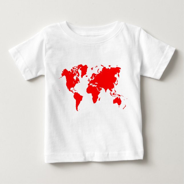 Camiseta De Bebé Mapa Mundial - Rojo (Anverso)