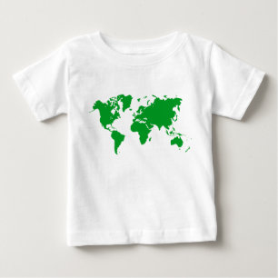 Camiseta De Bebé Mapa Mundial - Verde Césped