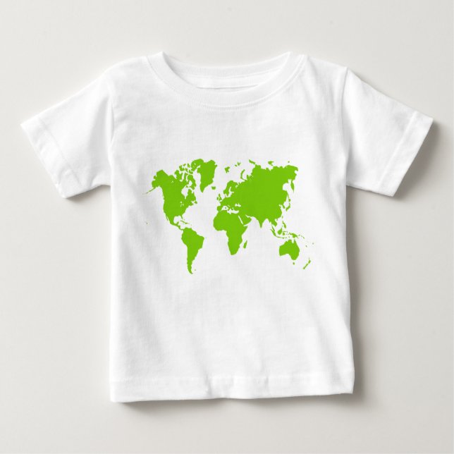 Camiseta De Bebé Mapa Mundial - Verde marciano (Anverso)