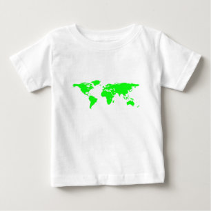 Camiseta De Bebé Mapa Verde del Mundo Blanco