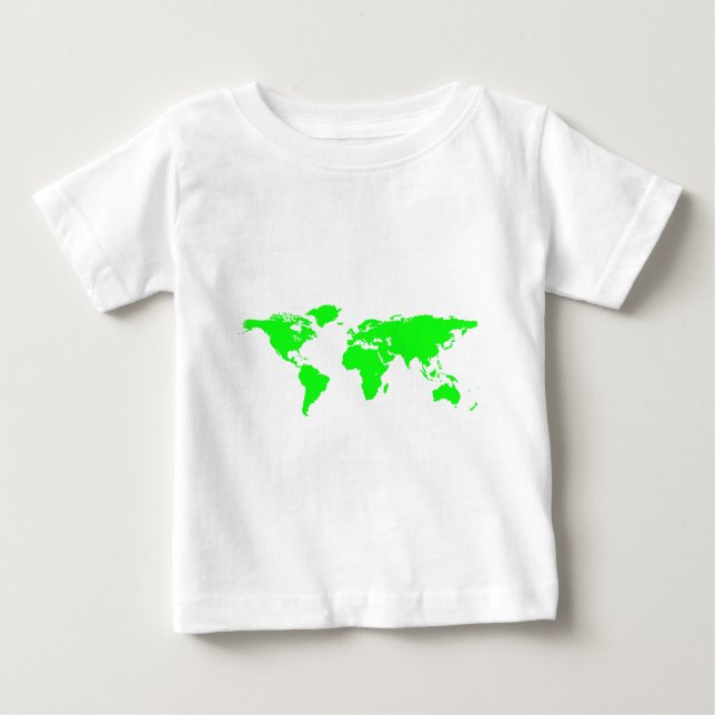 Camiseta De Bebé Mapa Verde del Mundo Blanco (Anverso)