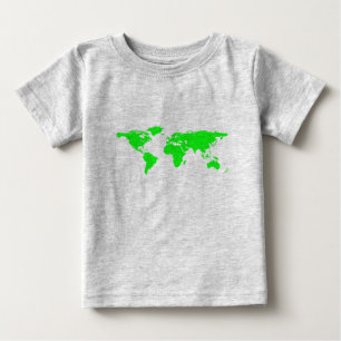 Camiseta De Bebé Mapa Verde del Mundo Blanco