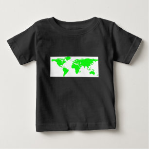 Camiseta De Bebé Mapa Verde del Mundo Blanco